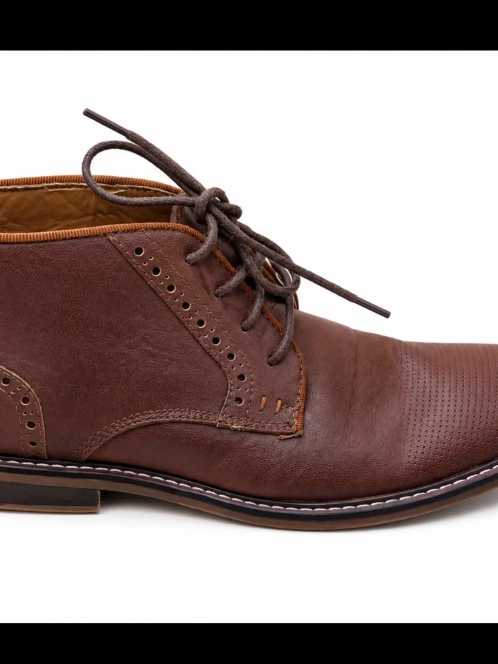 Steve Madden Men's Brown Leather Lace-Up Chukka Boot mid ankle SZ 7.5